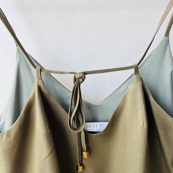 Hunter Bell tencel drop waist layered dress, green olive, Size XS - Picture 6 of 8